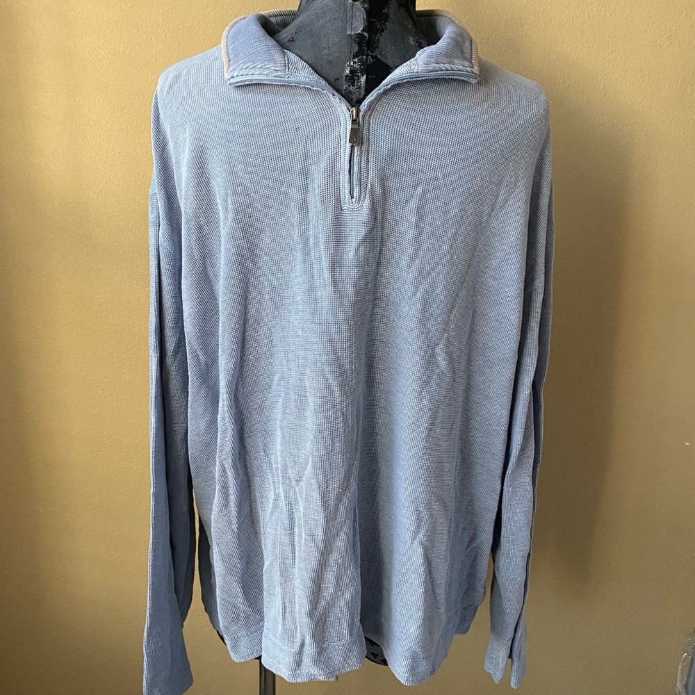 Joseph Abboud Gray Blue 1/4 Zip Pullover Sweater